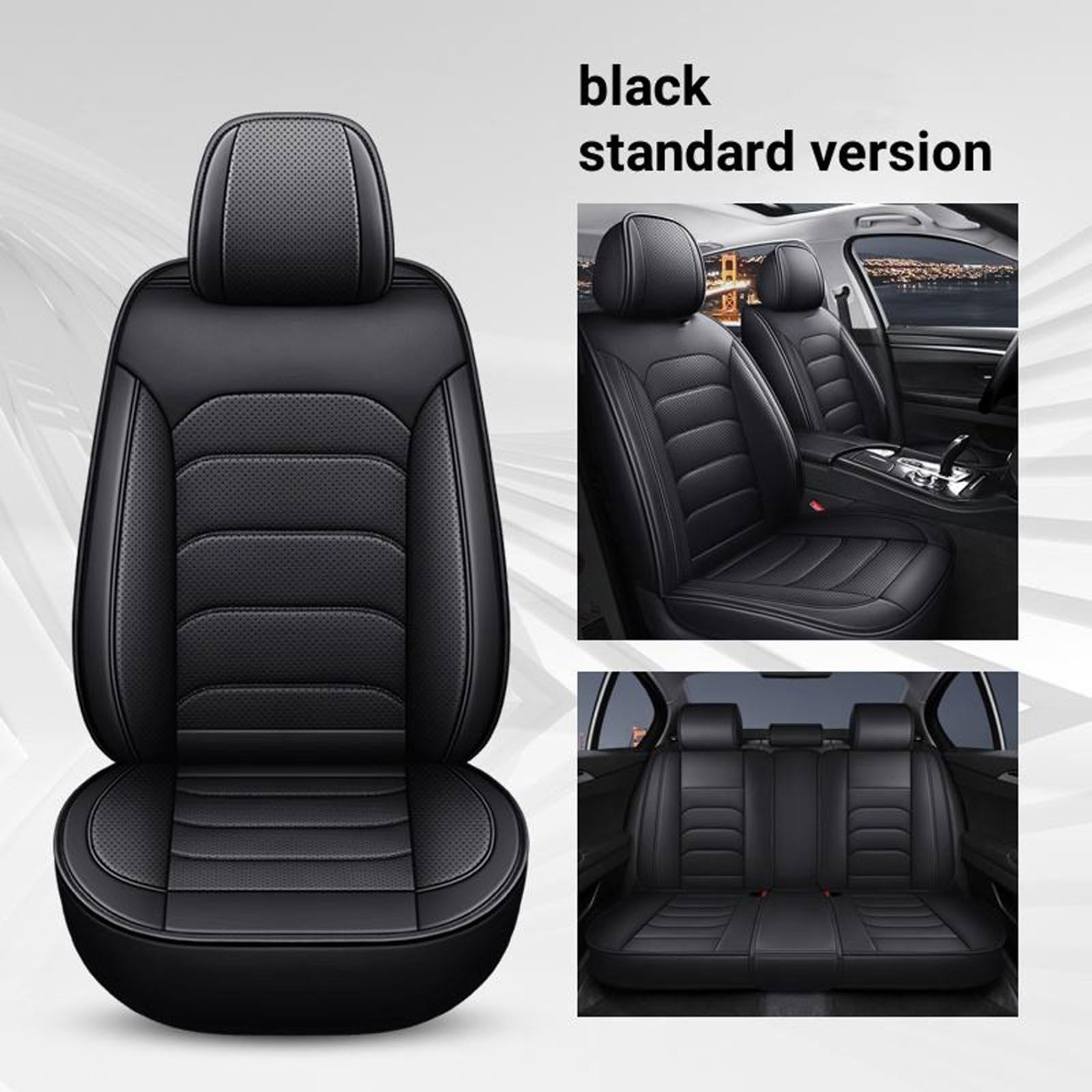 FIENZA Universale Coprisedili Auto per Renaul Captur 2 E-Tech Hybrid 2020-2025 2026 Pelle Traspirante Antiscivolo Rivestimenti Anteriori Posteriori Comfortevoli,Compatibili con Airbag,Nero