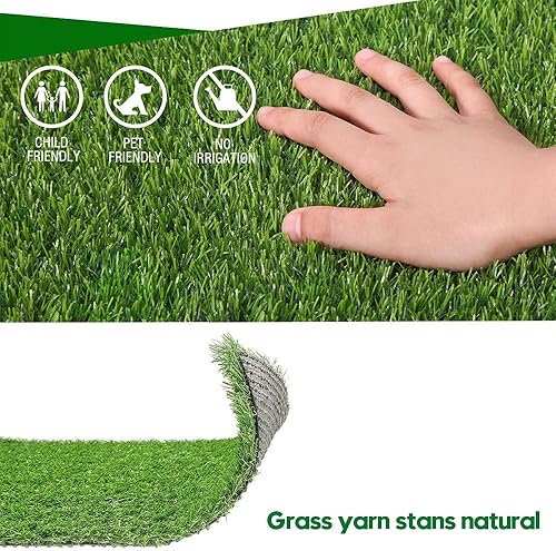 Miniatura 6 de Alfombra de césped artificial realista de 0.8 pulgadas, para interiores y exteriores, jardín, para mascotas, alfombra de césped artificial con