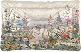 Kigai Wild Flowe Dog Bed Machine Washable Pet Bed Mattress Comfortable Soft Pet Bed Mat Non-Slip Bottom Couch for Small Medium Dogs,24x18 Inch