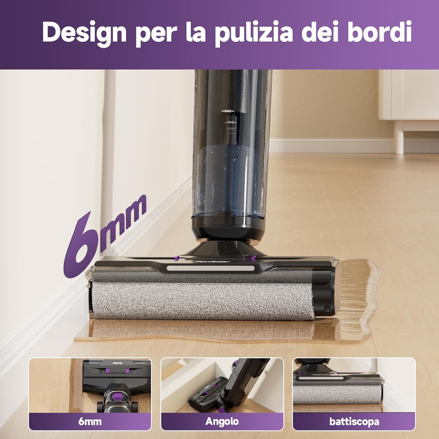 Redkey W15 Aspirapolvere e Lavapavimenti Senza Fili, 26.000 Pa Autopulizia e Lavaggio, 910ml Doppio Serbatoio, 3 Modalità, Autonomia Lunga, Display LED, 3 in 1Aspirapolvere Senza Fili Lavapavimenti