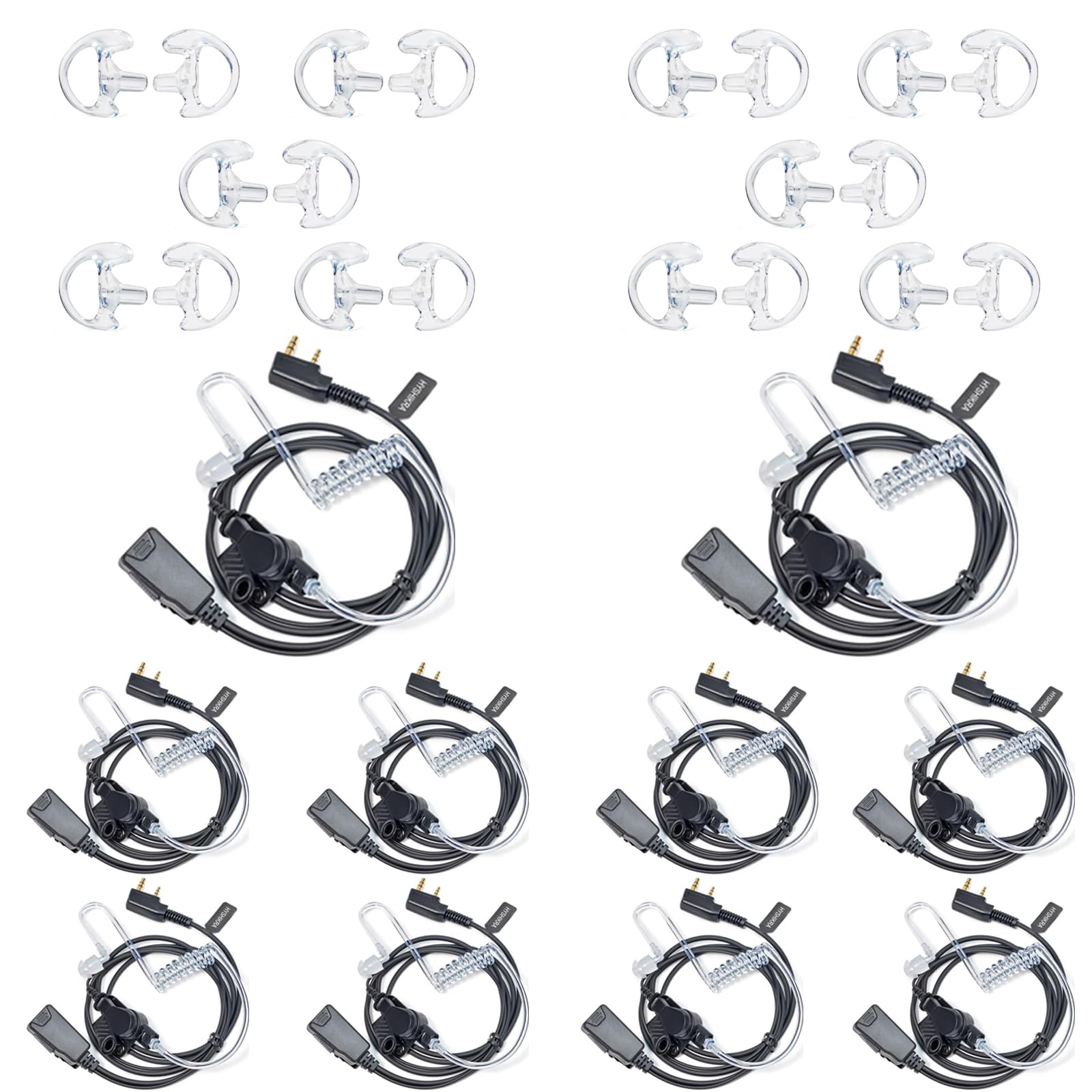 Walkie Talkie Zestaw Słuchawkowy z Mikrofonem, 2 Pin z PTT | Kompatybilny z Kenwood eSnic Retevis Baofeng UV-5R Radio Ear Piece dla ochroniarzy
