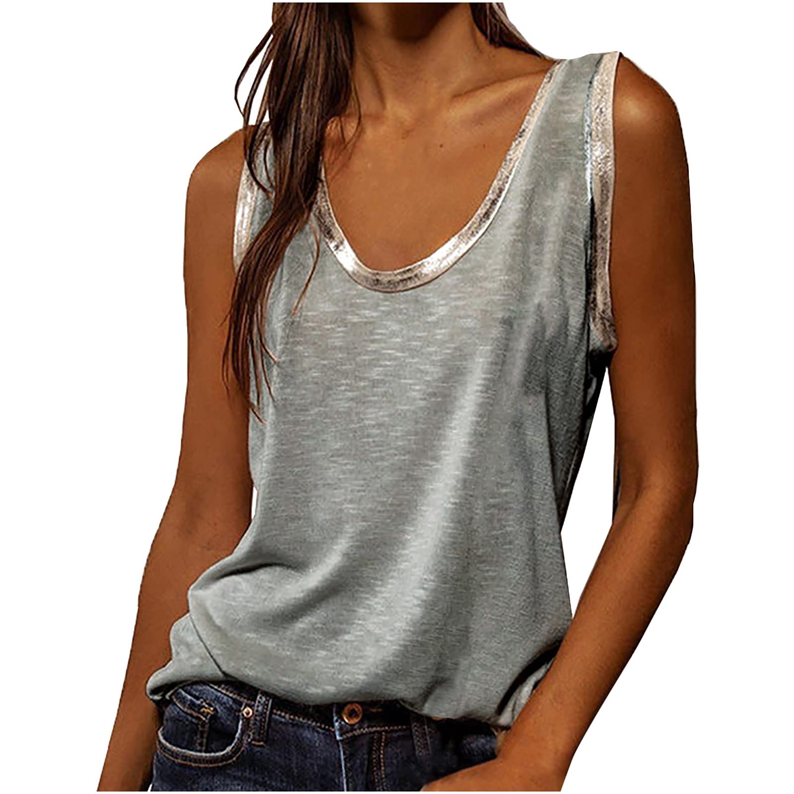 NUSGEAR 2024 Camisetas sin Manga Mujer Verano Moda Estampado Patas de Perro Casual Camisola Camisetas de Tirantes Cuello en V Playa Originales Fiesta Chaleco Tops Suelto Basic Shirt tee Camisa