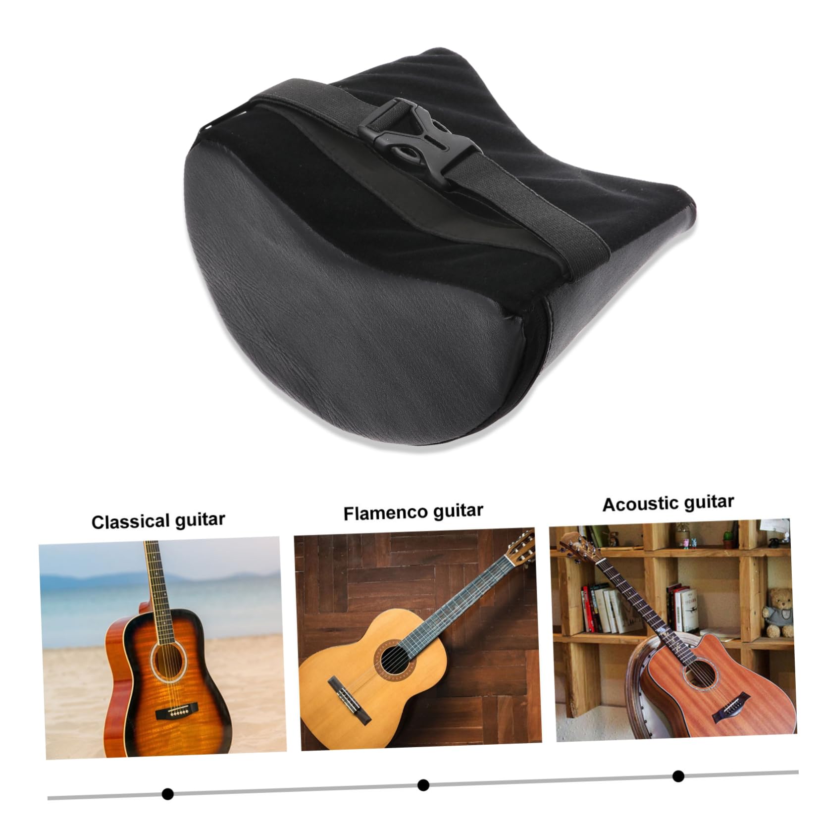 Mikikit Poggiapiede per Nero Chitarra Classica Supporto Pieghevole | Stabilità per Performance e Pratica Pelle Sintetica e Schiuma , Fascia Elastica Antiscivolo