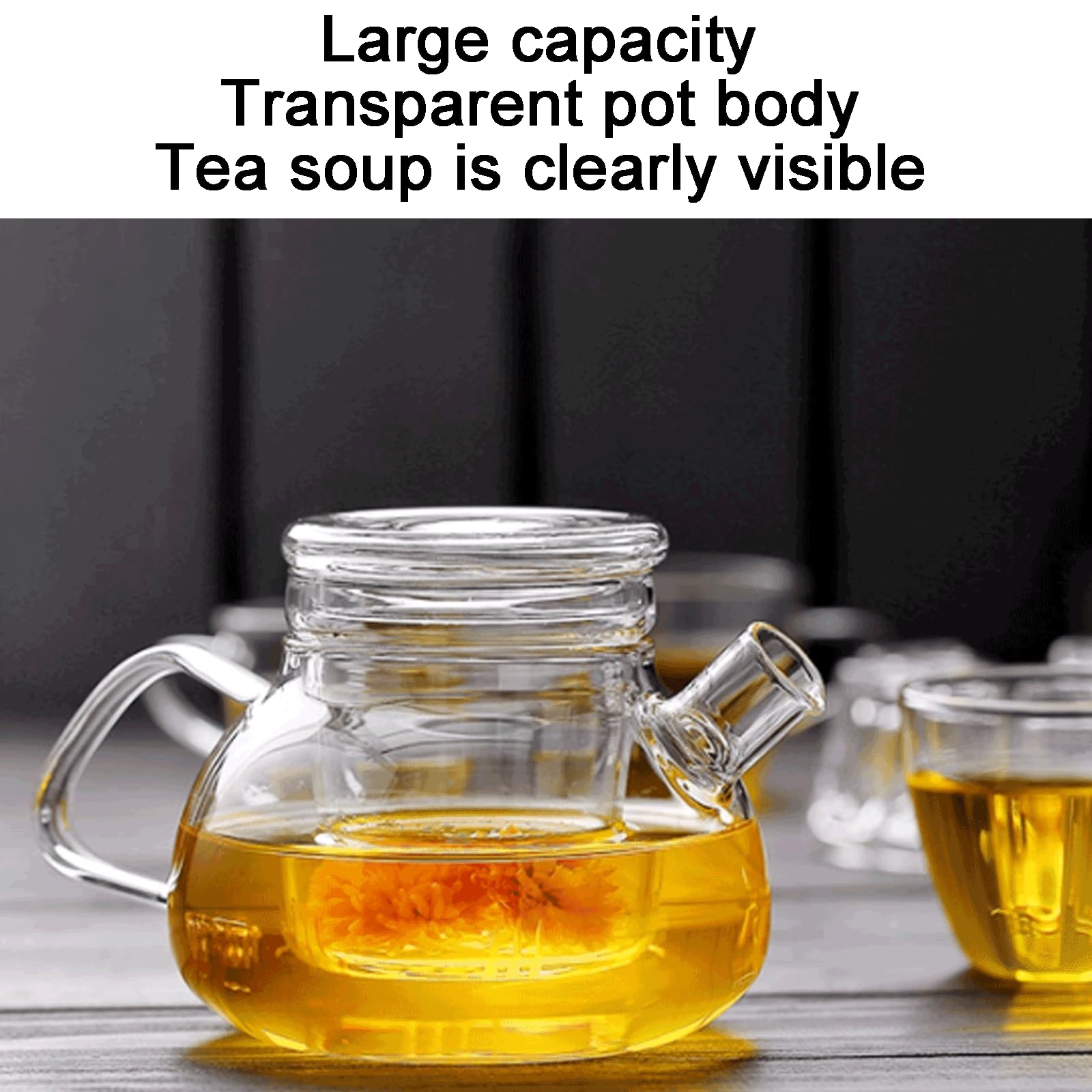 Waschbar Tisch-Teekanne aus Glas mit abnehmbarem Tee-Ei, transparente Teekanne mit Deckel, Teekannen-Set, großes Fassungsvermögen, 750 ml solide