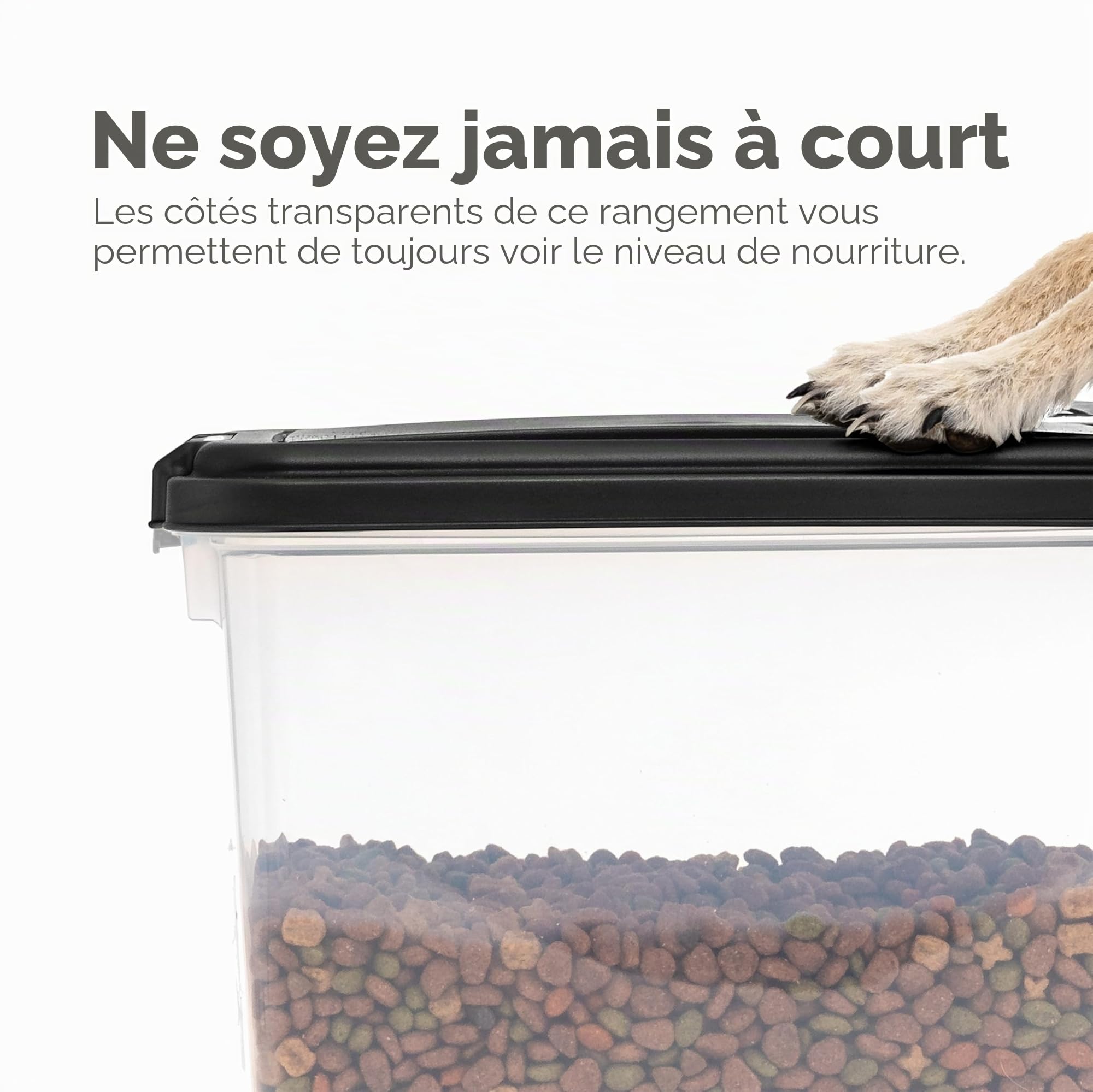Iris Ohyama, Boite Croquette Chat Hermetique à Roulettes, 30L+9L/10kg+4kg, Noir, Couvercle à Rabat avec Joint Etanche, Plastique, pour Chien, Chat, Friandises, Conteneur Croquettes, sans BPA, MP-8/1