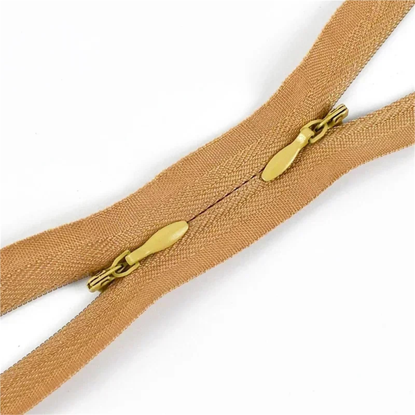 Two Way Separating Zipper, Two-Way Separating Zipper No.3 Invisible Nylon Double Slider 60/120cm Multicolor 5/10pcs(Khaki,120cm-10Pcs)