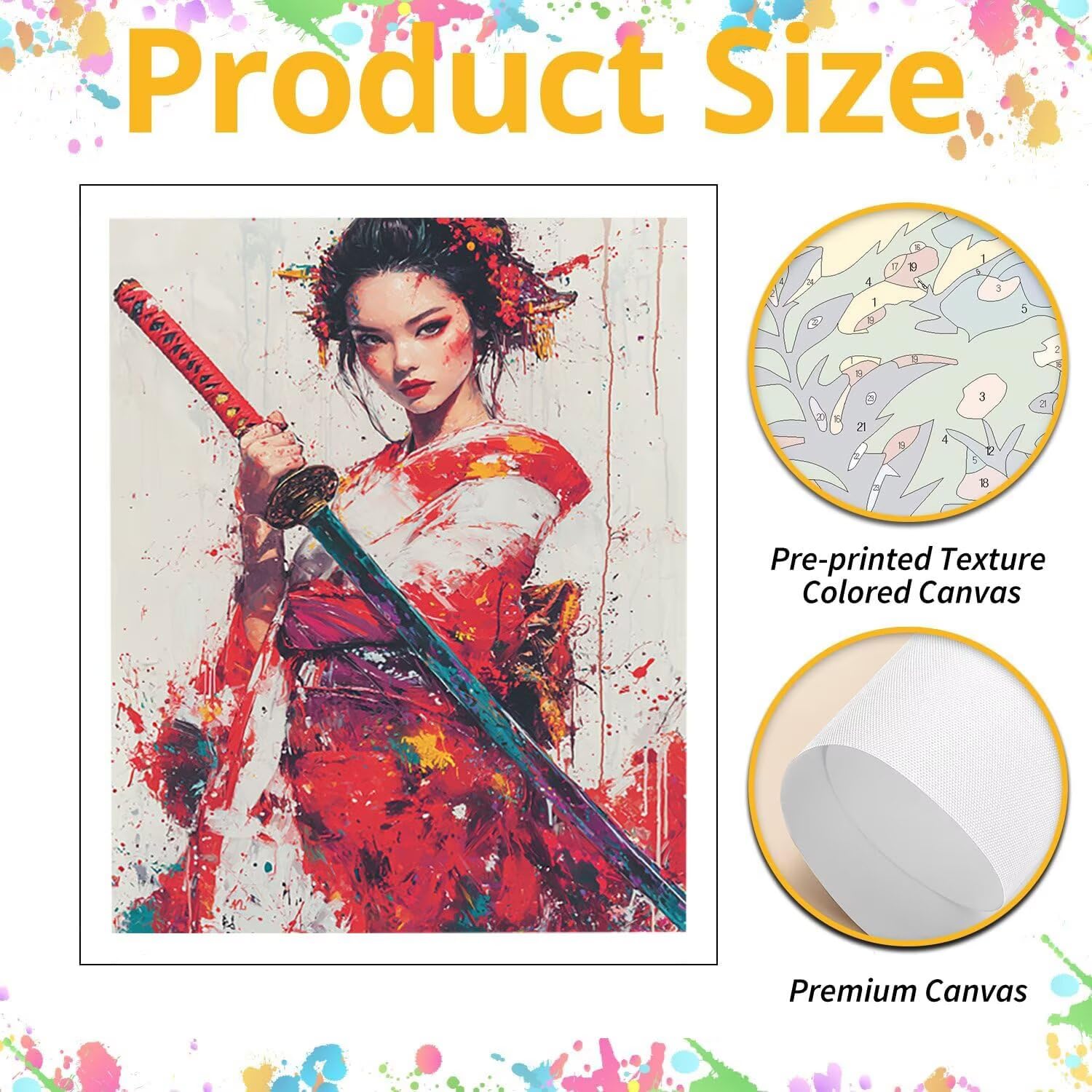 WEISHIWE Dipingere con i Numeri Adulti Geisha e katana, 80x100cm s-1059