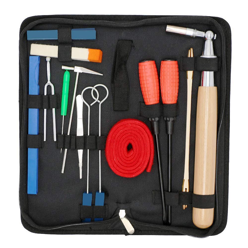 Kit de AfinacióN de Piano 16 Piezas Sintonizadores de Piano Profesionales de Herramientas Llave Clip de Pinzas de CinturóN de Destornillador de Horquilla de Mudo de Martillo