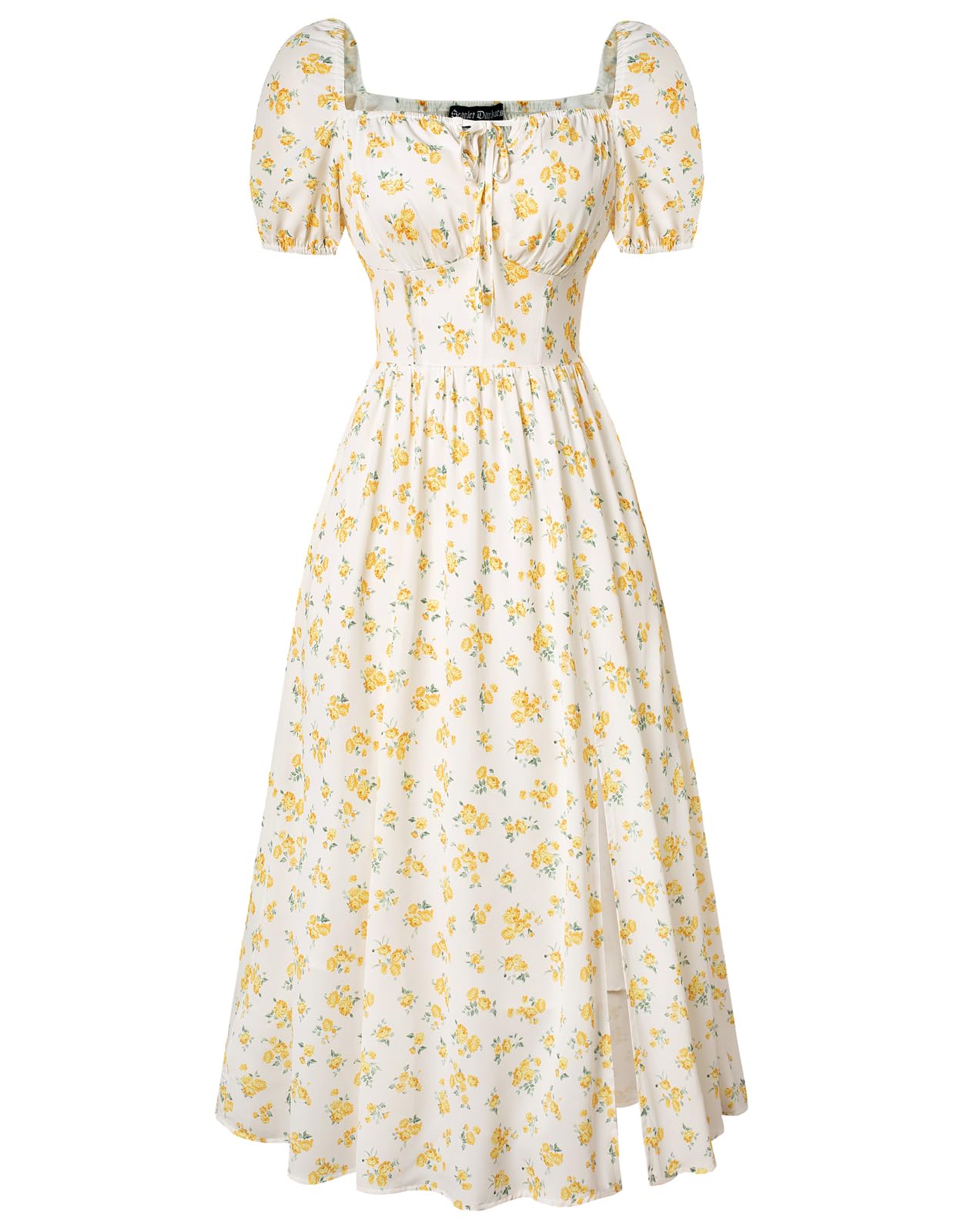 Scarlet Darkness Cottagecore Dress for Women Split Long Dress Milkmaid Corset Dresses