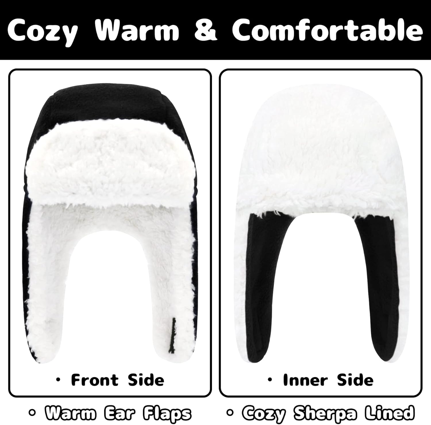 Baby Winter Hat Sherpa Toddler Boy Trapper Hats and Mittens Set Warm Fleece Infant Beanie Gloves - Image 4