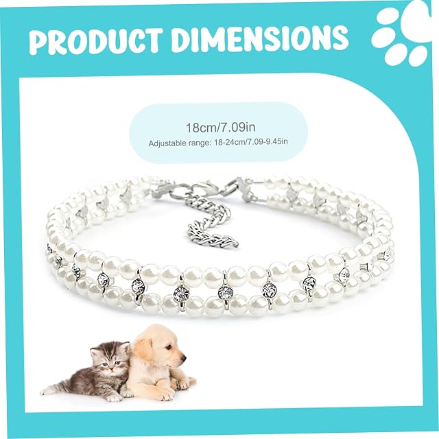 Foto 3 de 7 de Collares de perlas para perros pequeños, bonitos collares ajustables para gatos para niñas, gatos