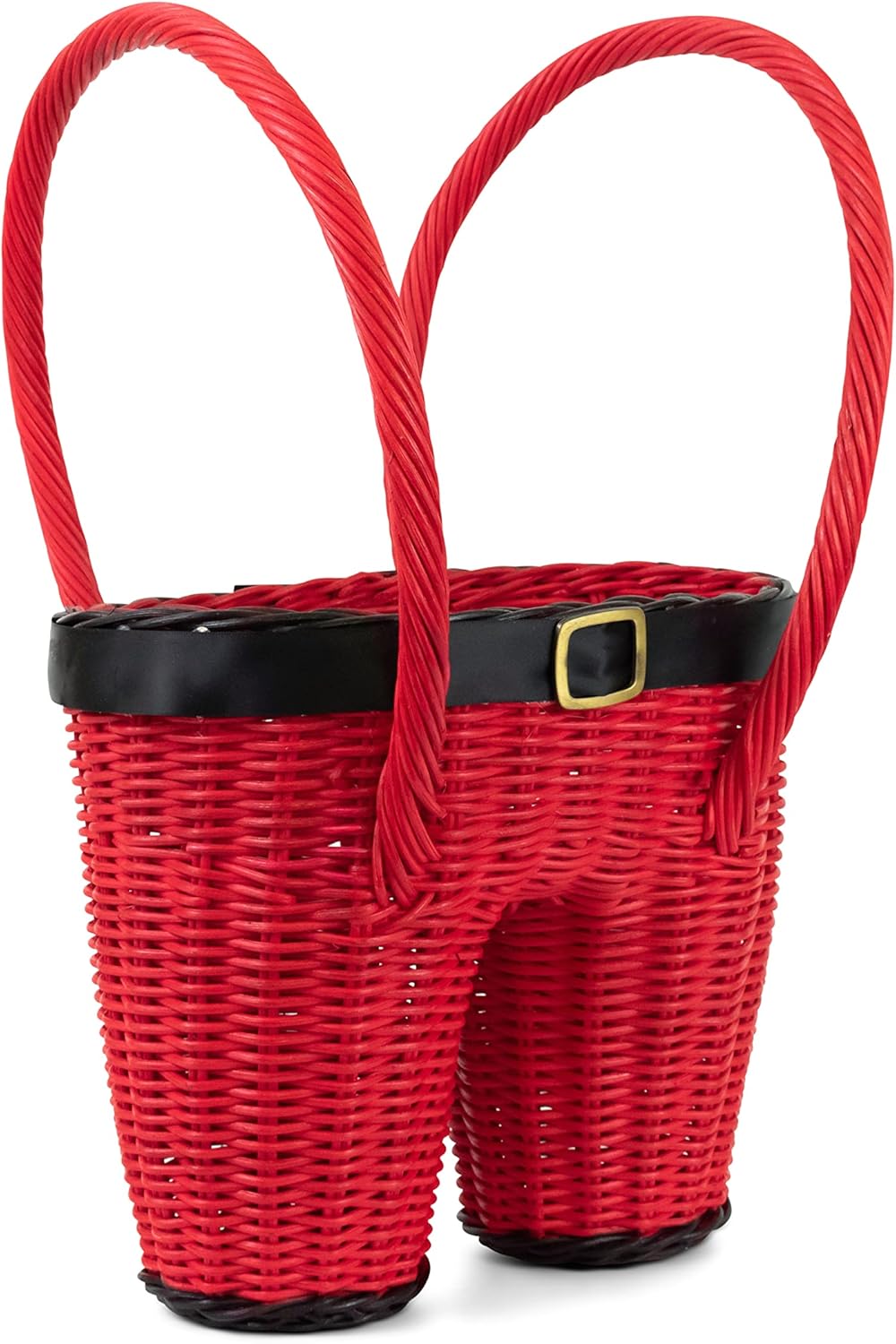 G6 COLLECTION Hand Woven Santa Pants Rattan Easter Basket Christmas Storage Decorative Bin Shelf Organizer Cute Nursery Home Decor Handmade Handcrafted Gift Decoration Santa Shorts Wicker