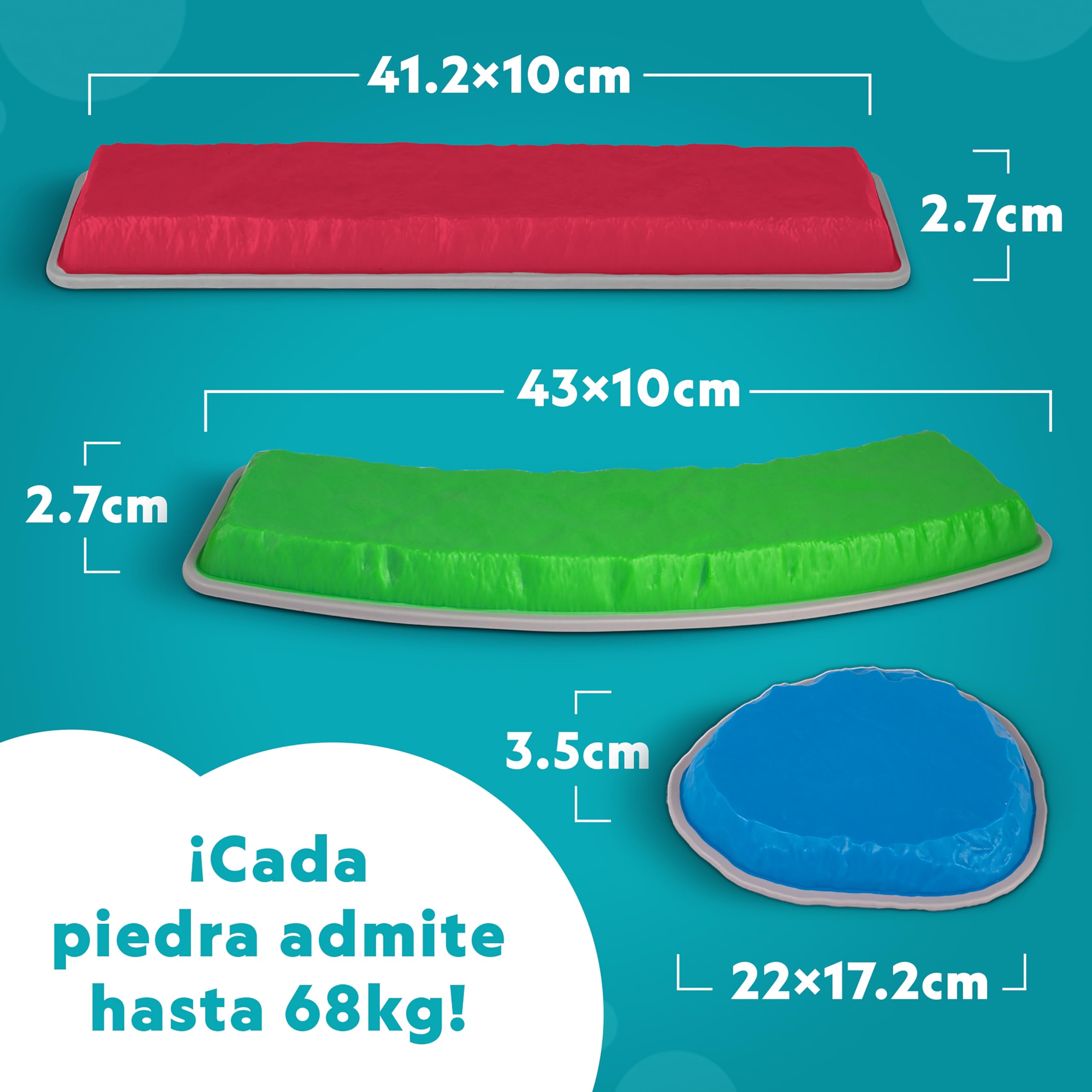 National Geographic Kids Piedras de Equilibrio y Barras de Balance – Set de circuito de obstáculos de 12 piezas para niños 3+ con dado de espuma, tarjetas Play & Learn y base antideslizante