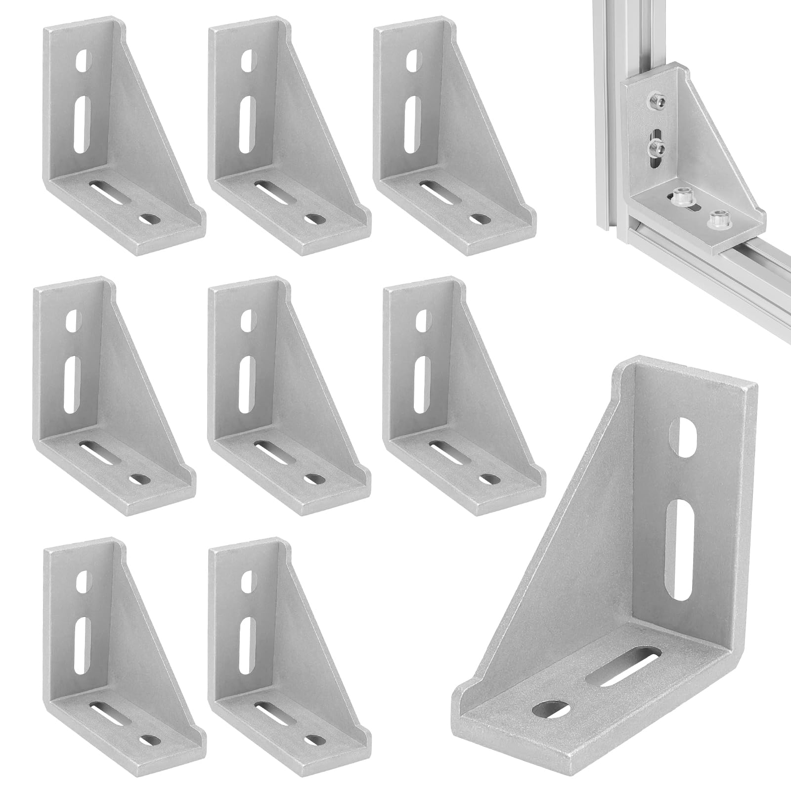 8 piezas escuadras de aluminio 4080 – Conectores de ángulo 90° para perfiles de aluminio – Fijaciones resistentes para estructuras, marcos y proyectos industriales o de bricolaje