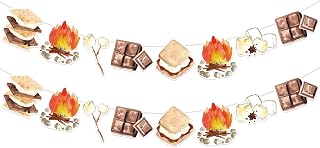 Sursurprise S’mores Party Decorations, 2Pcs S’mores Party Banners for Camping Campfire Camper Birthday Baby Shower Party Supplies
