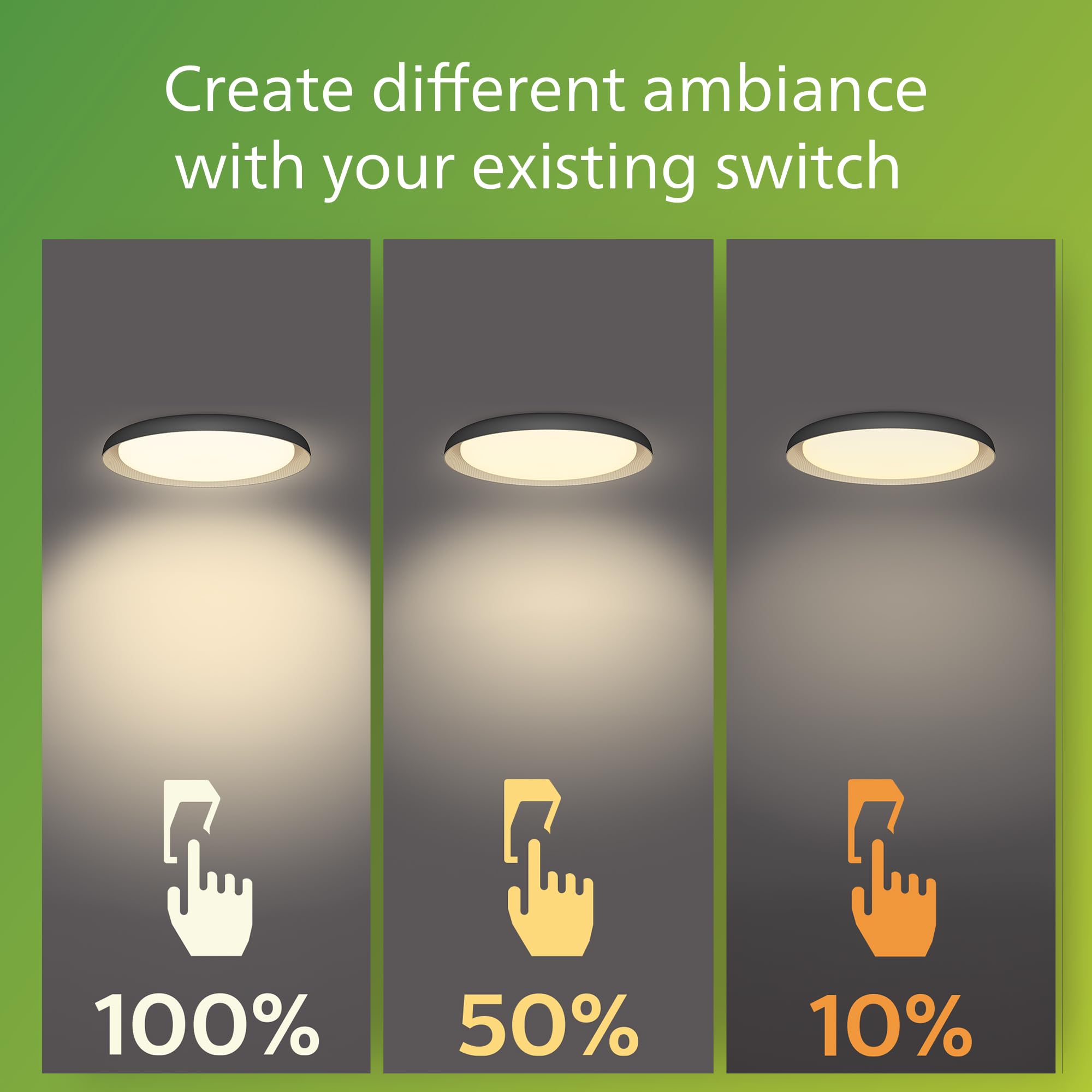 Philips Pebblo UltraEfficient Ceiling, SceneSwitch, Black, 10W, 1850Lm, 2700K, IP20 - Image 4