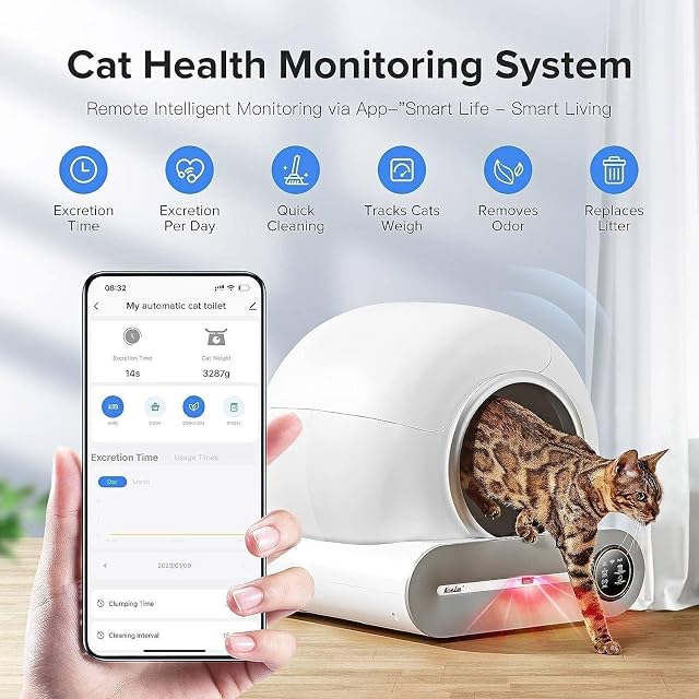 Foto 3 de 8 de Qiang Arenero Gatos Grande Autolimpiable:Arenero Automatico 65l Control App/Protección Seguridad/Eliminación…