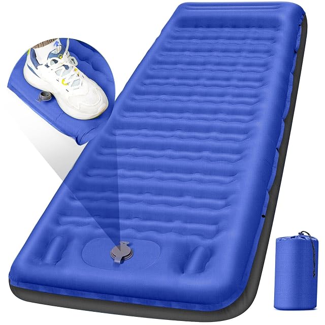 FNARMW Camping Sleeping Pad Extra Thick 5 Inch Camping Mat with Pillow Built-in Foot Pump Inflatable Sleeping Pads