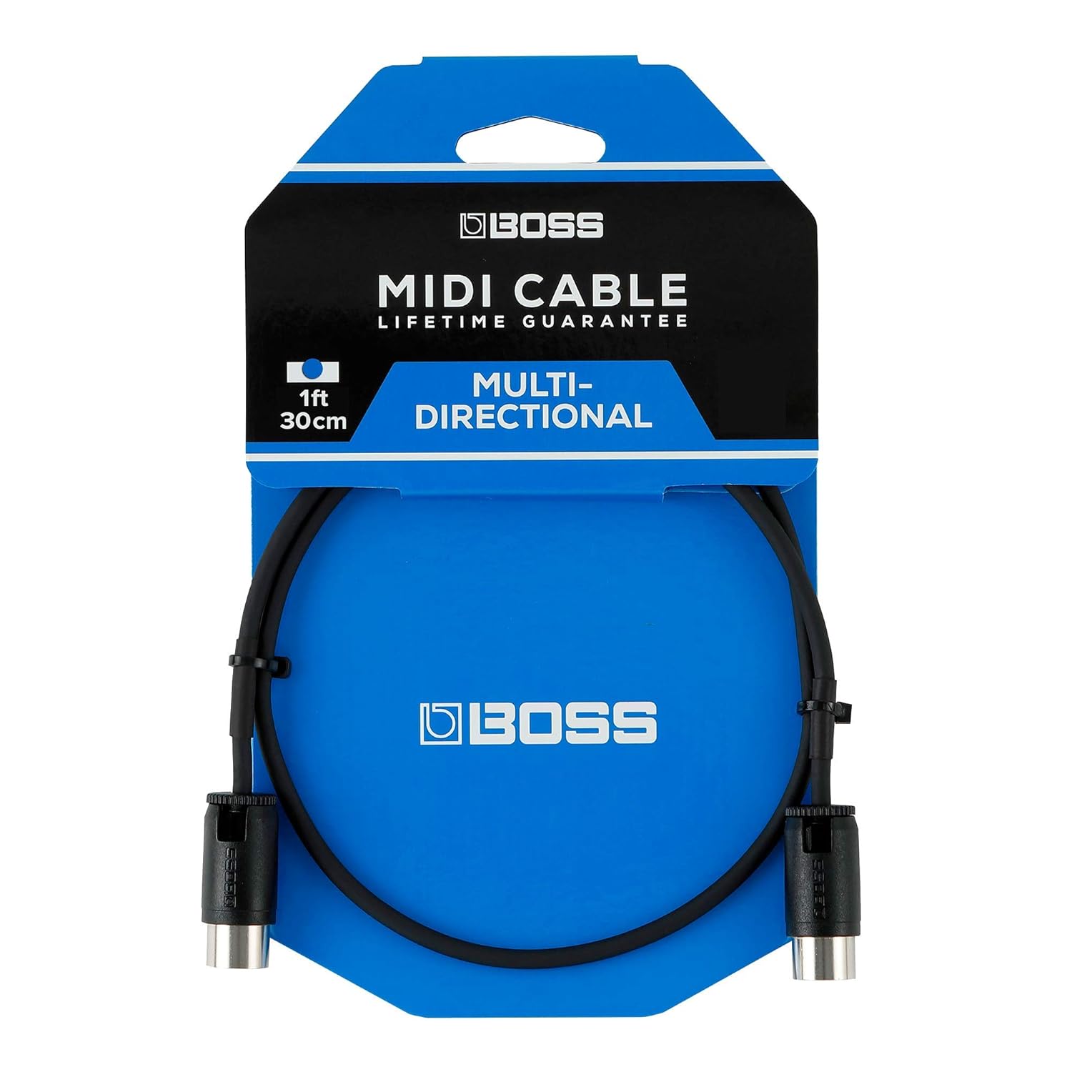 BOSS Bmidi-Pb1 – 1Ft/30Cm Length – Space-Saving Midi Cable with Multi-Directional Connectors, Perfect for Pedalboards and All Midi Applications
