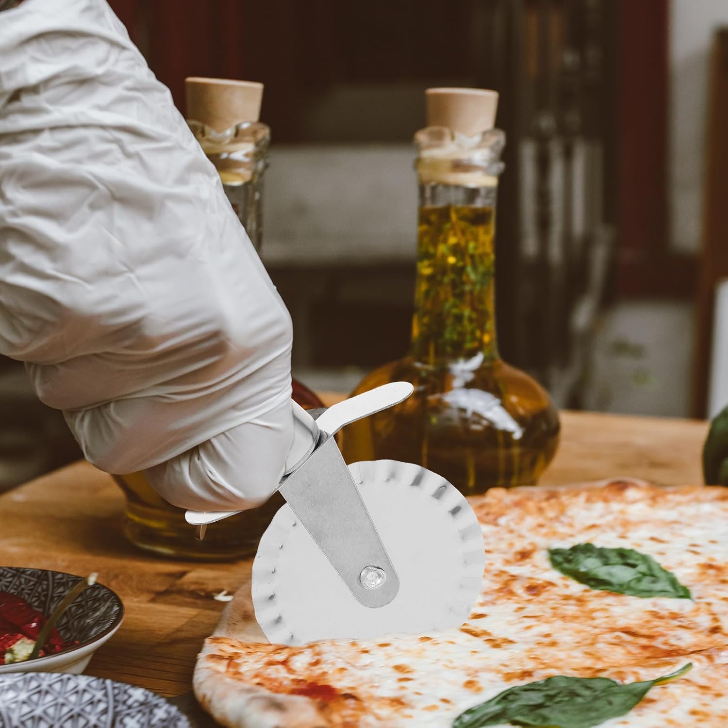 Pizza Wheel Cutter with Handle Stainless Steel for Baking Dough