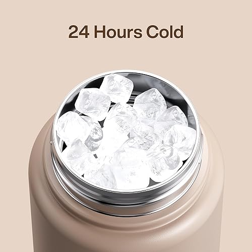 Miniatura 392 de ENCOOL Botella de agua aislada con popote, de acero inoxidable, a prueba de fugas, sin BPA, al vacío de doble pared que se mantiene fría durante 24