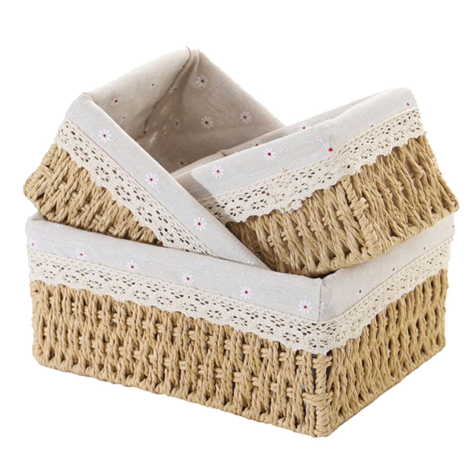 KiKiHong 3er Set Aufbewahrungskorb Körbchen Geflochten für Kinderzimmer, Badezimmer & Schlafenzimmer, Ideal für Spielzeug, Socken, Schminke & Haushaltswaren(Gelb)