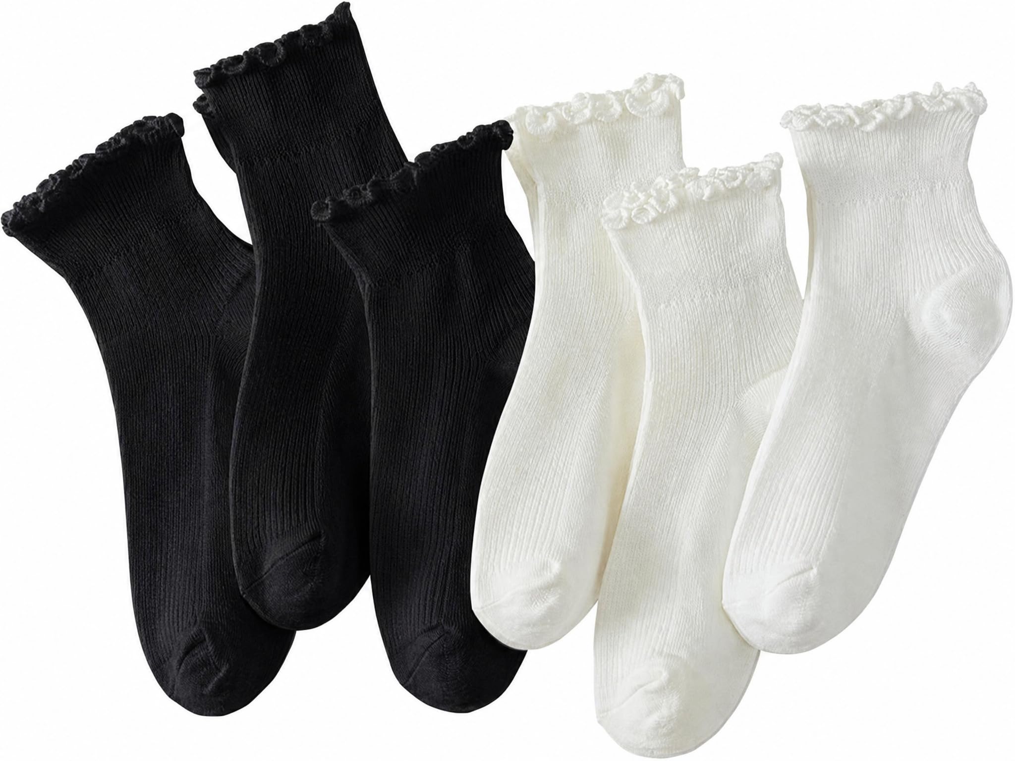 6 Pairs of Ruffle Socks Women, Cute Ruffle Ankle Socks
