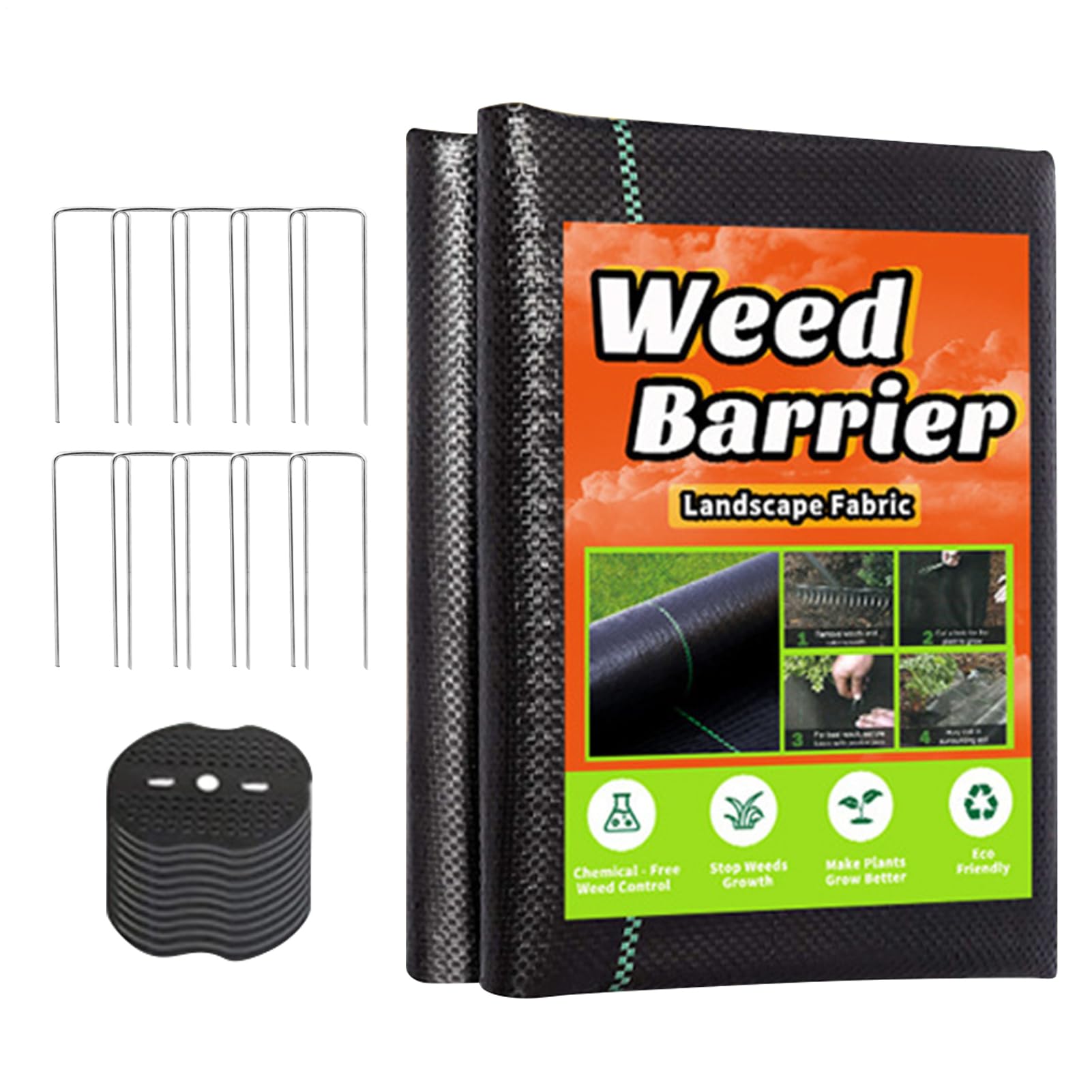 Barrière de gazon paysager tissée perméable pour protection jardin avec piquets