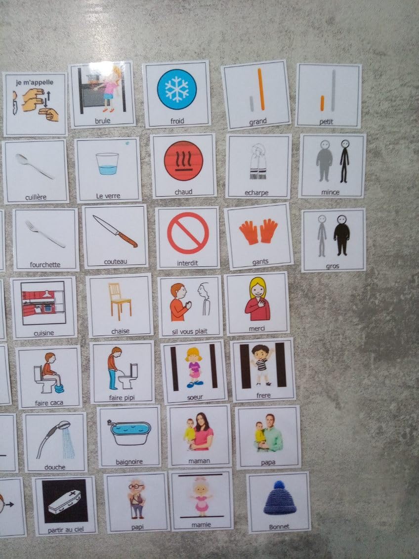 Générique 73 Pictogrammes de Communication pour classeur PECS Makaton TSA Autiste Autisme Langage Visuel Handicap DYS CAA