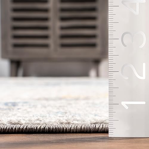 Miniatura 5 de nuLOOM Kiyoko - Alfombra de gran tamaño, diseño floral, color turquesa de 2' 8" x 8', Polipropileno, Azul