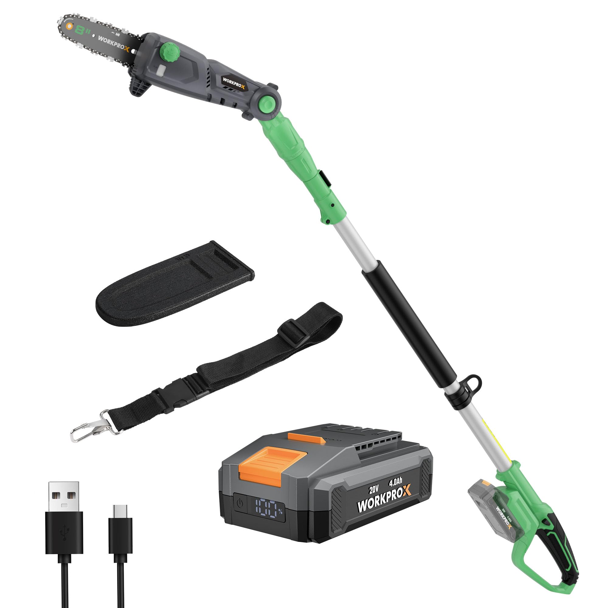 Scie Et Taille-haie Sur Perche Sans Fil Keenstone 2-en-1 - Batterie 4Ah, Longueur Max 2,8m