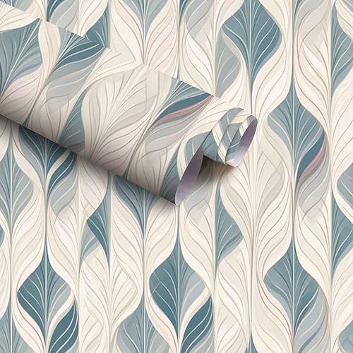 Papel tapiz autoadhesivo para despegar y pegar, sin costuras, inspirado en diseños retro, colores pastel, papel de contacto de pared de 17.7 x 393.7