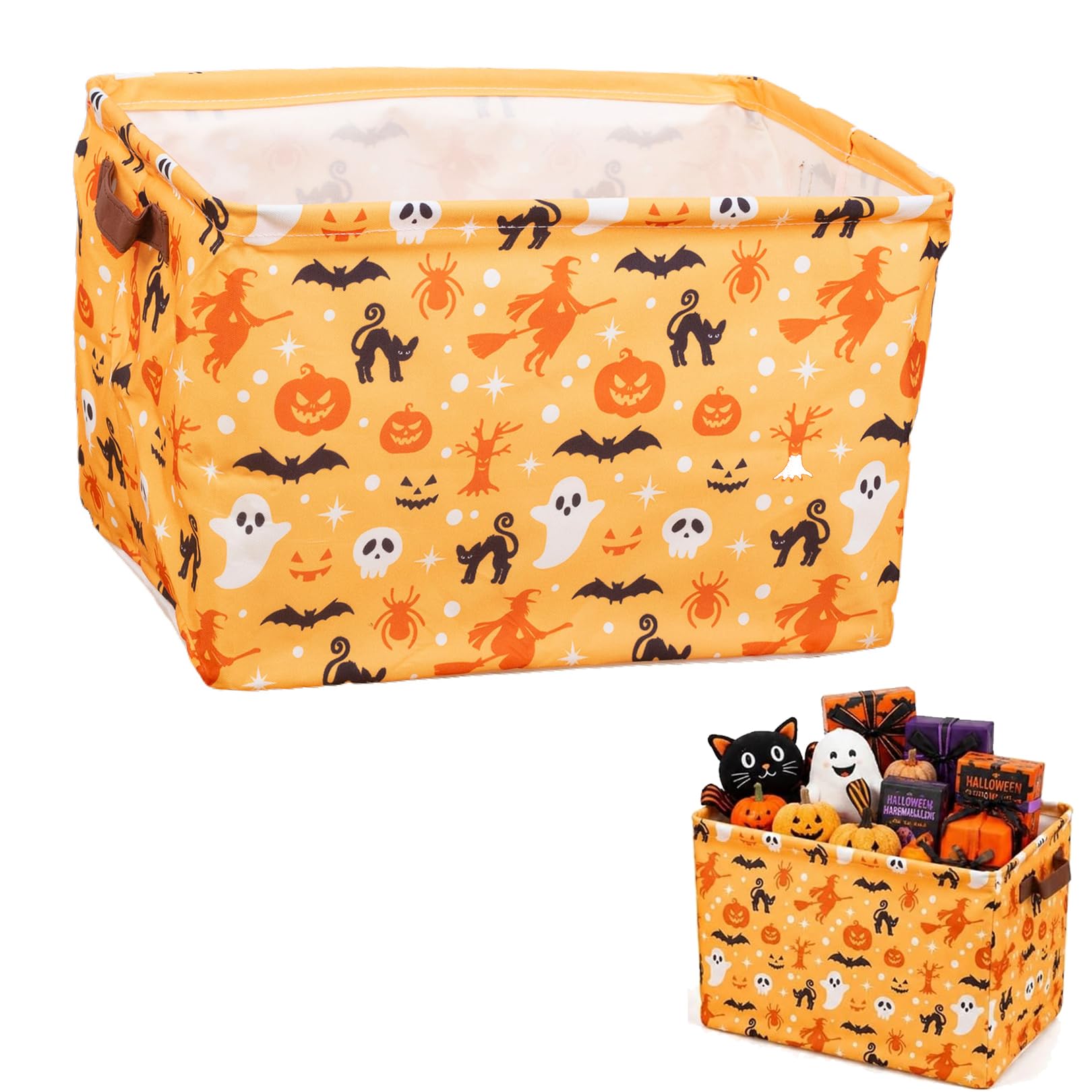 Halloween Boo Basket Gifts Storage Oxford Fabric Box with Handles