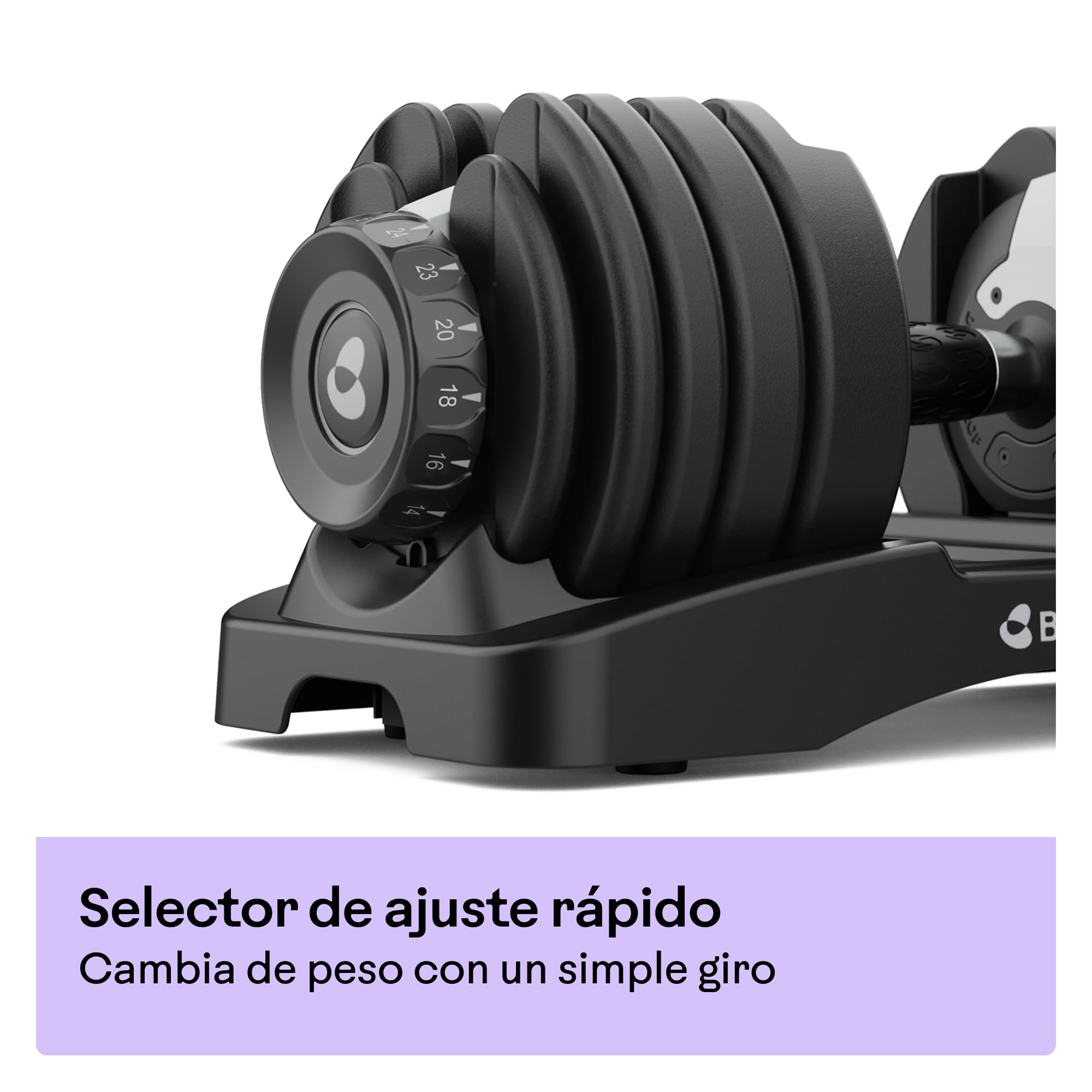 Bowflex SelectTech 52 Par de Mancuernas Ajustables, 2–24 kg Cada Una, Selección rápida patentada con dial, Pesas Compactas Para Home Gym, Compatible Con JRNY