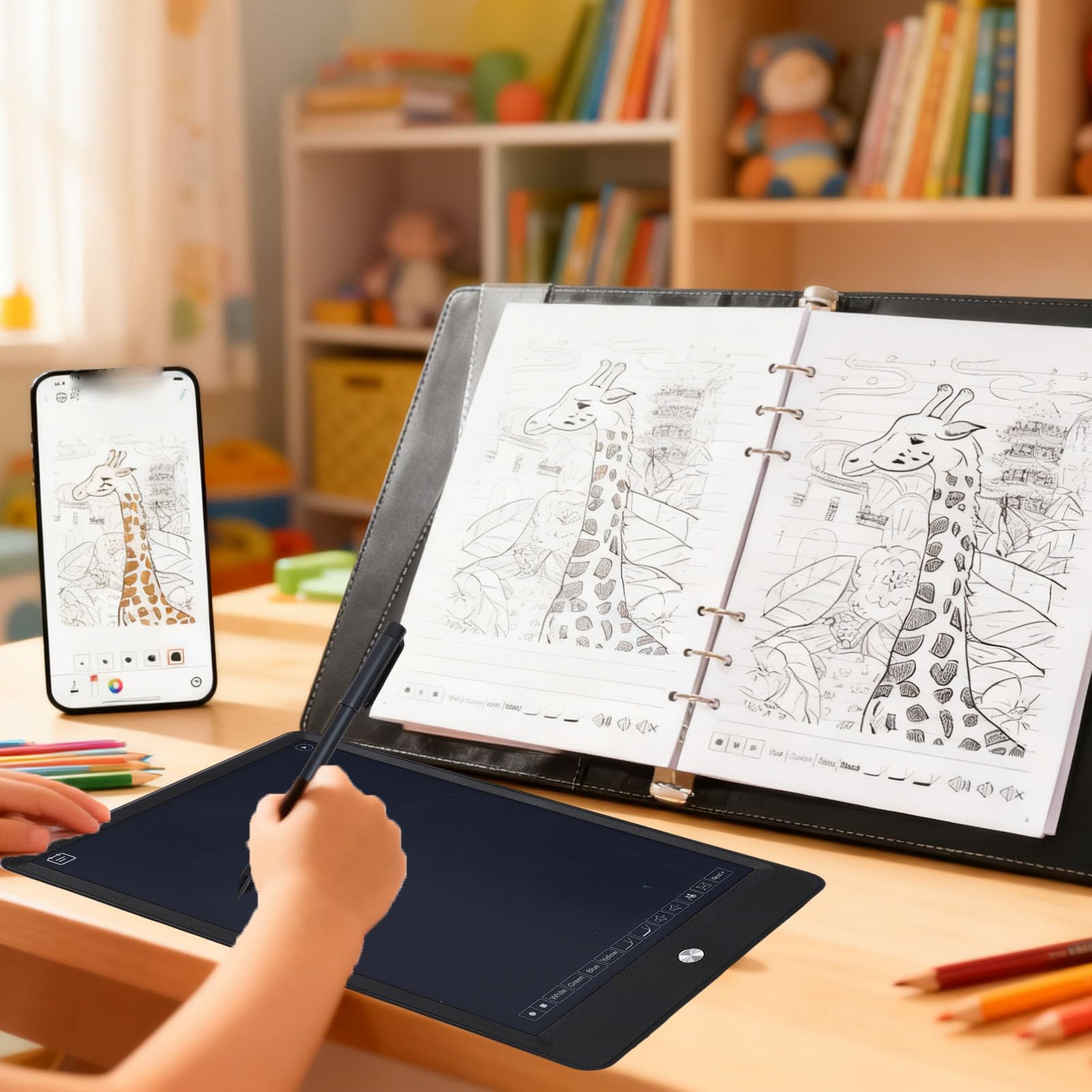 Annadue Set Penna Intelligente Digitale e Lavagna per Appunti, Sincronizzazione in Tempo Reale per Digitalizzazione, Archiviazione di Note, Conversione in Testo, Compatibile con Android