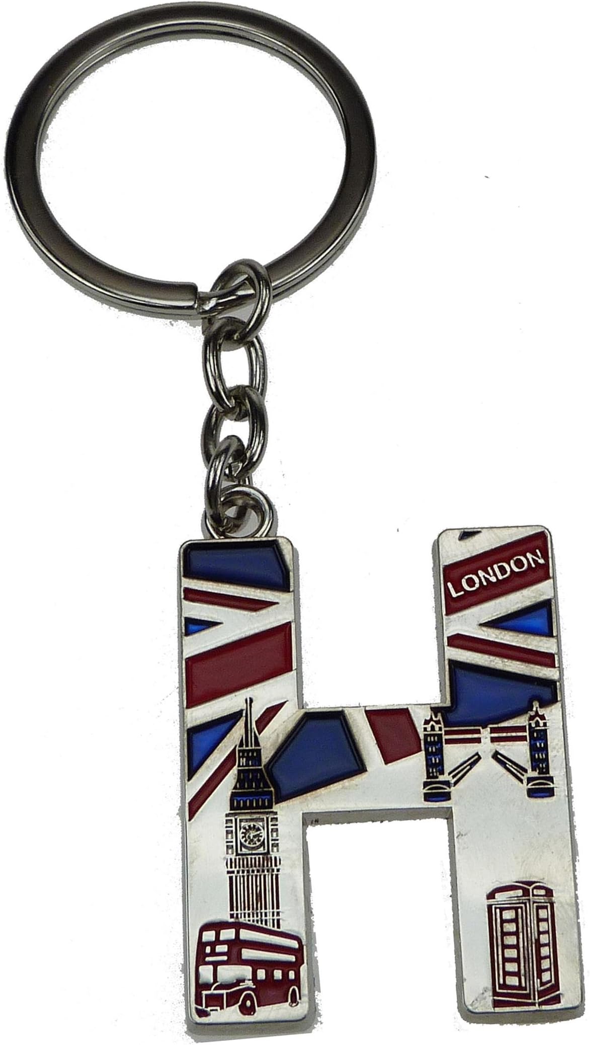 London Landmark Souvenir Alphabet Letters Name Sign Metal Key Ring Chain - A to Z (H)