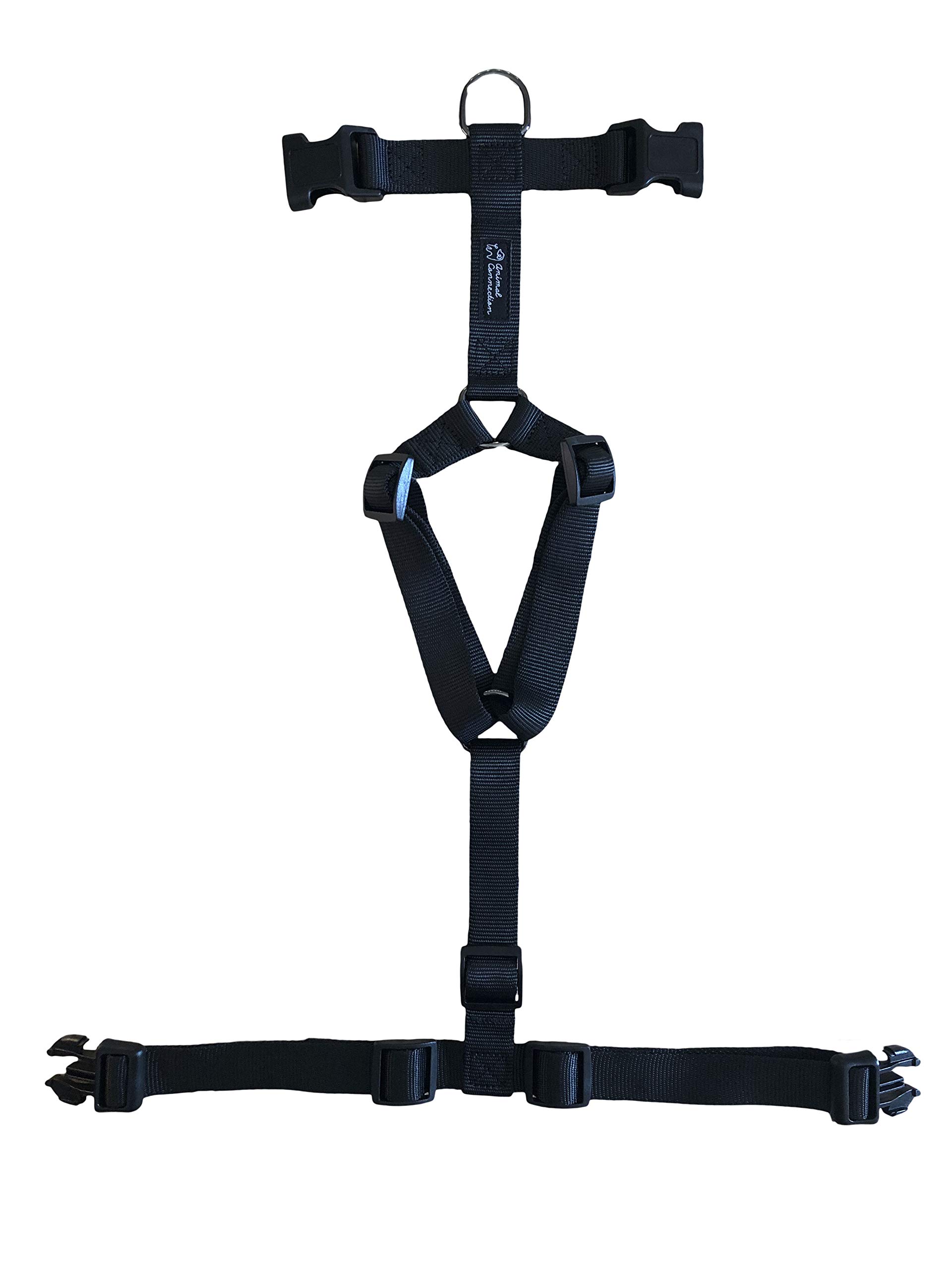 Pettorina ad H per Cani. 5 Punti di Regolazione. Disponibile in 5 Colori. Leggera e Resistente. (XS, Nero)