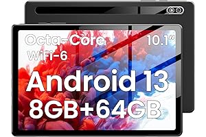Android 13 Tablet with 10.1-inch IPS Display and 8GB+64GB Expandable Storage