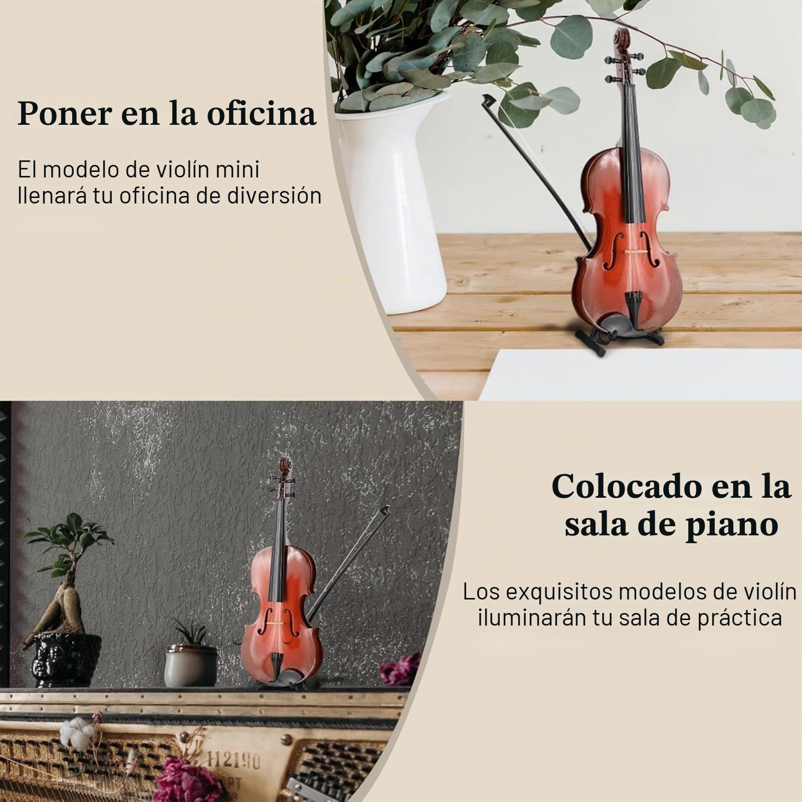 Modelo de Violín en Miniatura, Modelo de Madera Mini Violin Muestra Modelo de Violín de Adorno Musical con Soporte de Arc y Estuche Negro para el Cumpleaños de la Decoración