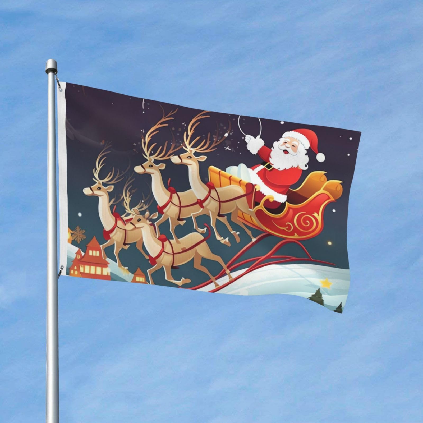 U24 Bandiera Di Natale 90x150 Cm - Babbo Natale Rosso - Resistente E Impermeabile