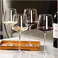 Physkoa 18oz Square Red Wine Glasses Set of 4 - Hand Blown Lead-Free Crystal, Tall Stem, Italian Style, Perfect Gift for Parties & Weddings