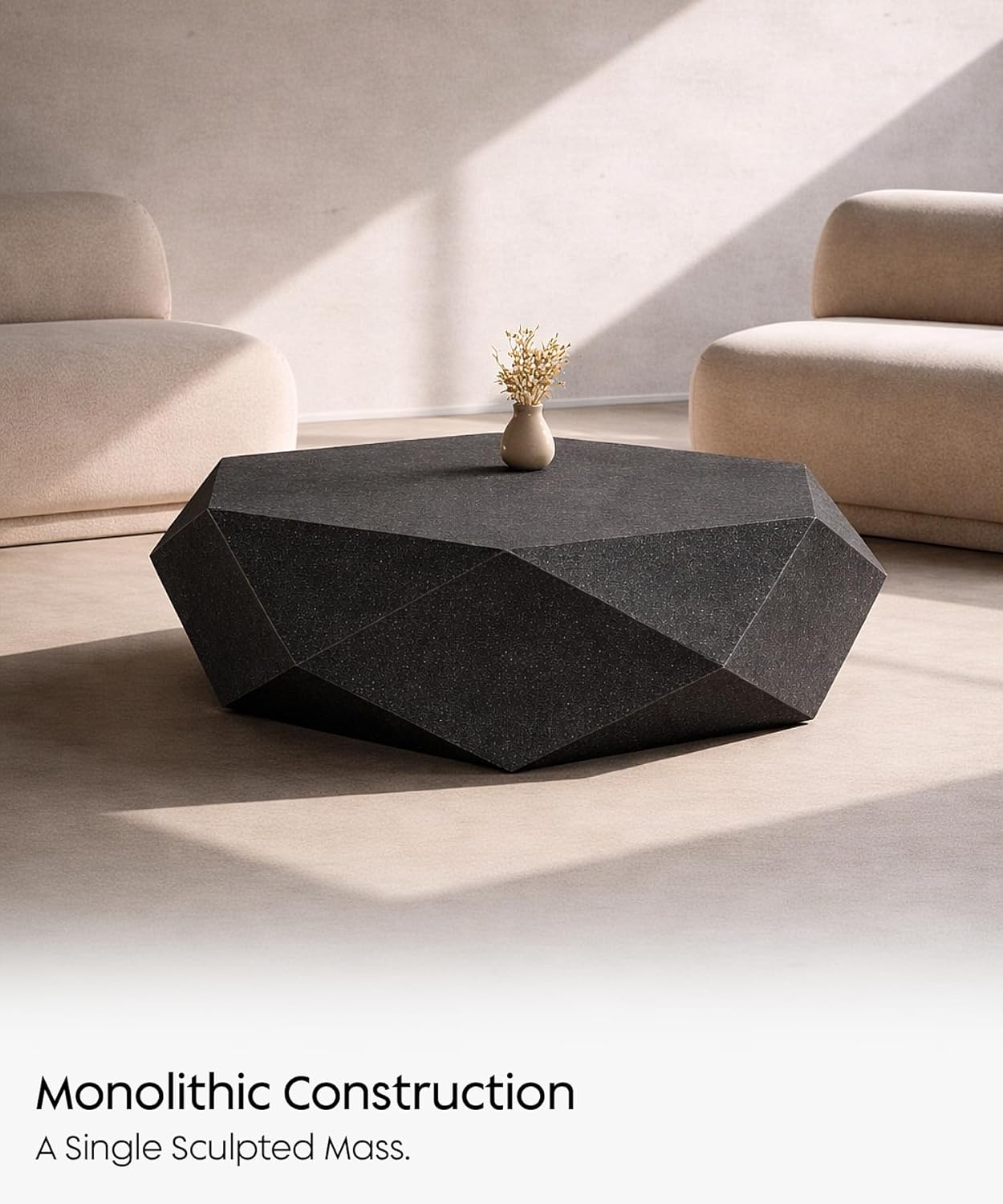 no.103 GFRC Concrete Coffee Table 35.4” - Handcrafted Round Modern Architectural Table, Weather Resistant, Indoor & Outdoor, 125 lbs Solid Cement Construction for Patio or Living Room