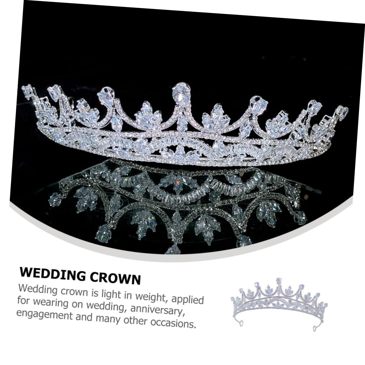 Diadema de Zirconia Plata para Novia, Boda y Días Obsequios