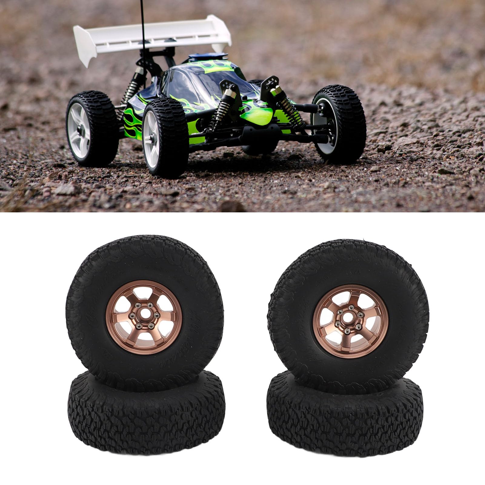 RC Crawler Opony 1,9 -calowy stop z aluminium Guma mocna amortyzację odporności na zużycie uniwersalne dla SCX10 RBX10 1/10 Crawler 4pcs (Srebrny)