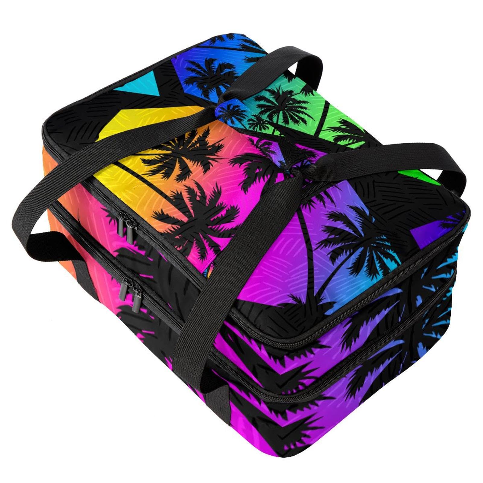 Grand sac à déjeuner isotherme pour homme et femme, double couche, étanche, étanche, réutilisable, sac fourre-tout pour le travail, l'école, le pique-nique, la plage, le camping, les voyages, motif