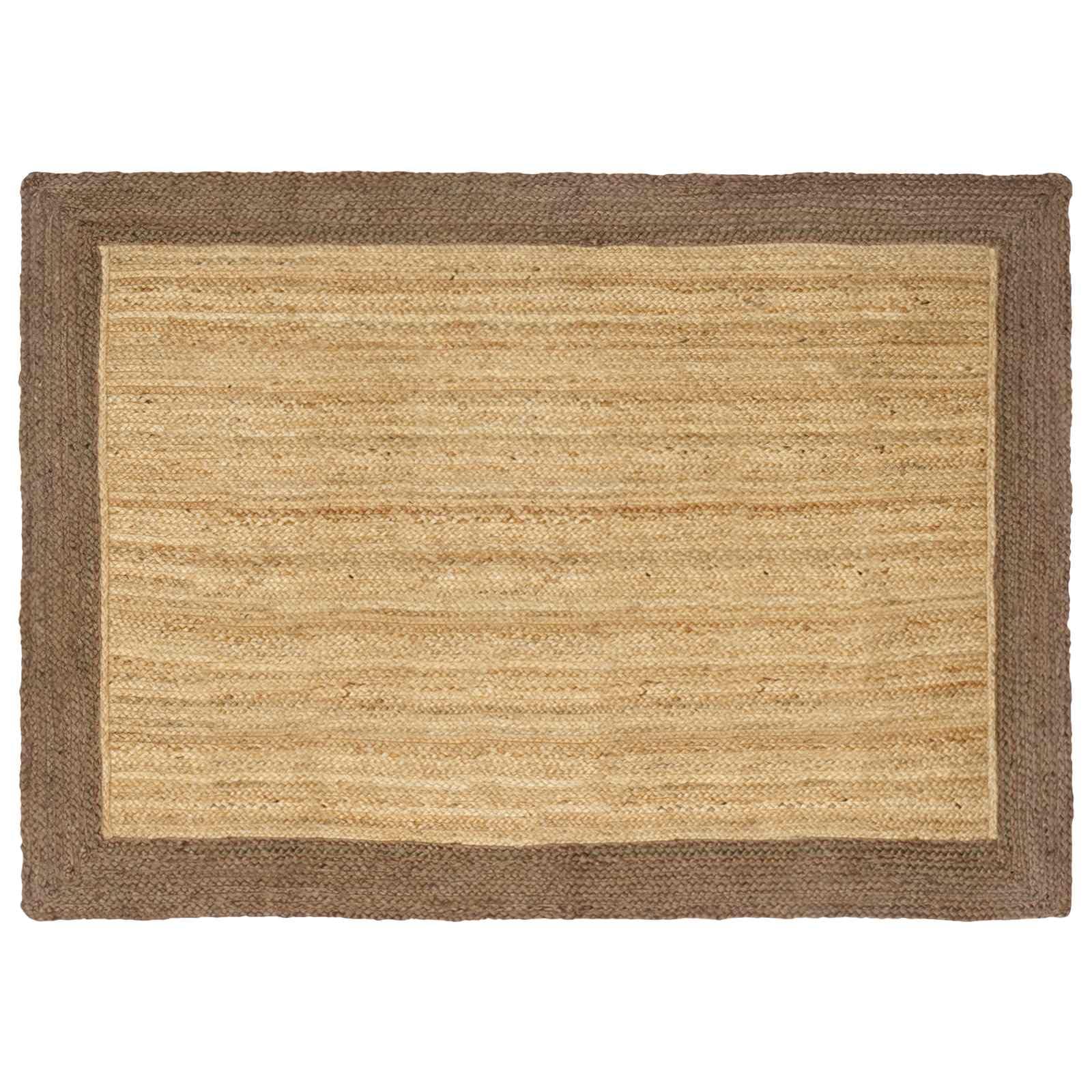 Tapis de salon moderne en jute gris 120x170 cm rectangulaire tressé