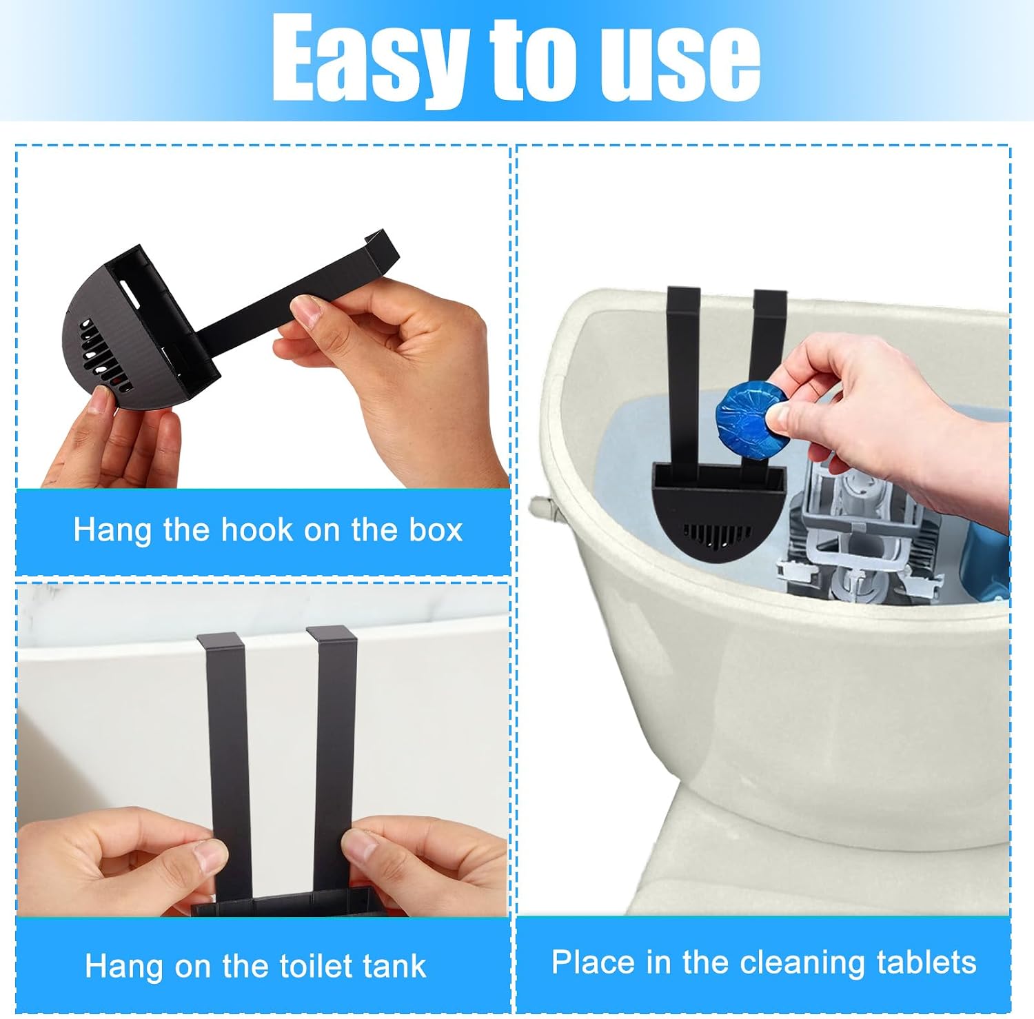 2pcs Toilet Tank Cleaning Tablet Holders, Premium Hanging Toilet Bowl Tablet Holders for Inside Tank Caddy Practical Bathroom Accessories Compatible with Vacplus