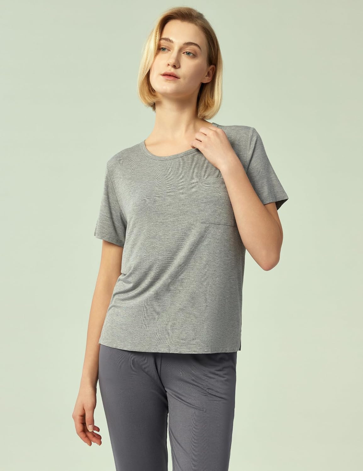 GYS Bamboo Viscose T Shirts for Women, Soft Short Sleeve Pajama Shirt Lounge Top, Comfy Casual Tee - Image 3