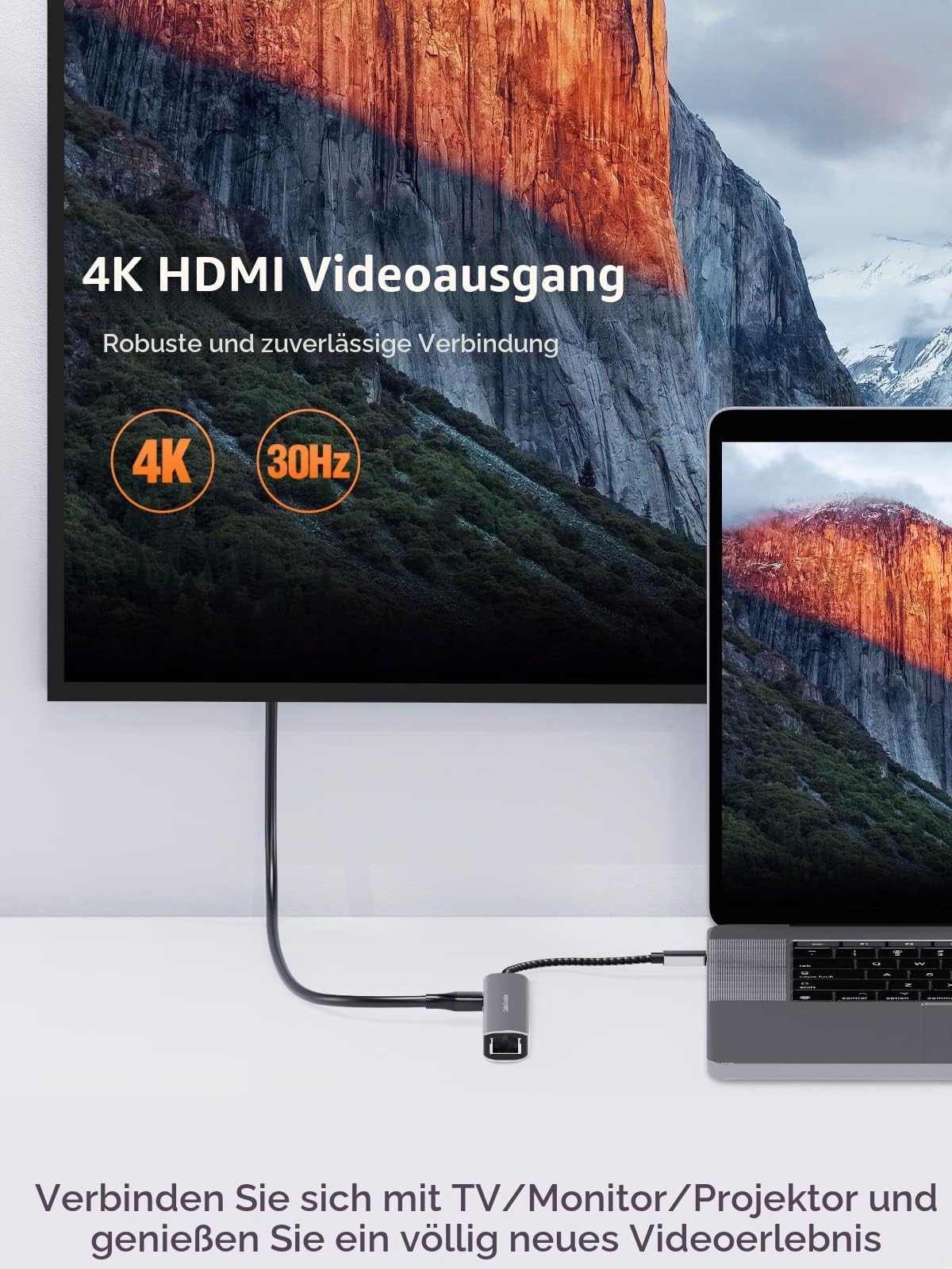 USB-C Hub Multiport Adapter, CableCreation 5-in-1 USB C Hub Ethernet HDMI mit 4K@30Hz, 3 USB 3.0-Anschlüsse, für MacBook Pro/Air M1, iPad Pro, Surface Go,S22