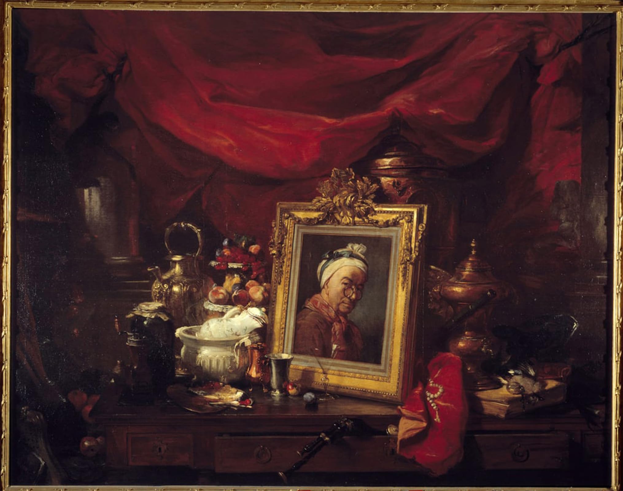 ARTXLXXBN Famous Painting Canvas Artwork Graffiti Print Chardin and His Models by Jean Baptiste Simeon Chardin Portrait Canvas Image for Home Decor 60x90cm